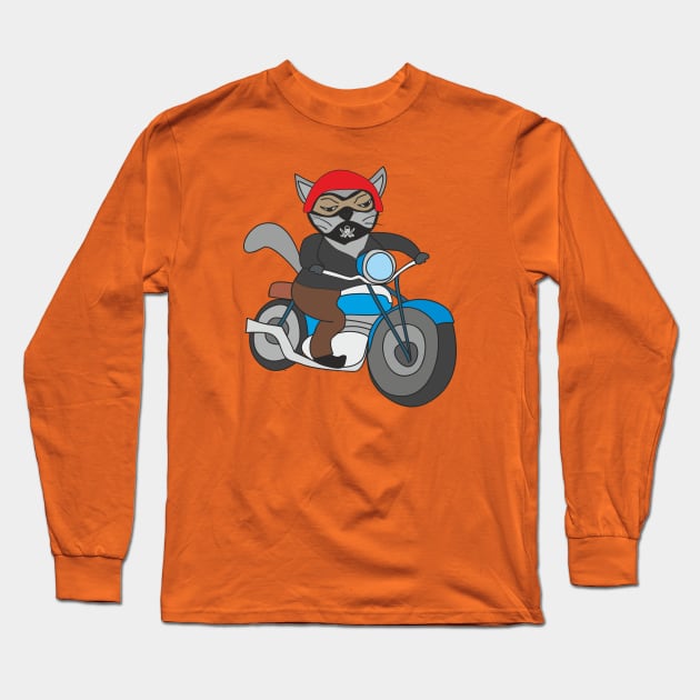 Cat biker Long Sleeve T-Shirt by Alekvik